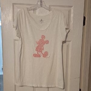 Disney White Tee with Pink Mickey Design
